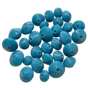Vintage Japanese UFO Shaped Turquoise Smooth Glass Beads Various Sizes 30pcs